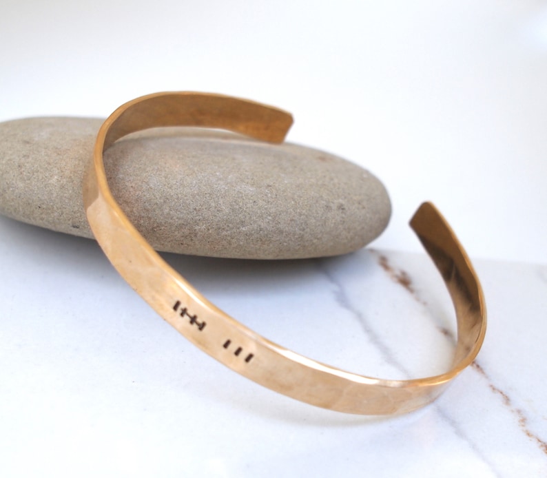 Bronze Tally Mark Bracelet, 8th or 19th Anniversary Gift for Her, Hatch Mark Cuff, 8 Years and Counting image 6