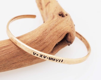 Roman Numeral Date Bracelet, 8th or 19th Anniversary Gift, Bronze Anniversary