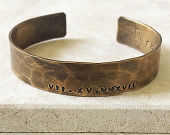 Bronze Anniversary Tally Mark Cuff Bracelet: 8th or 19th Year Gift