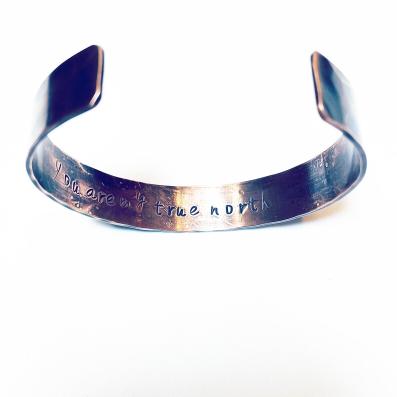 Compass Bracelet, You Are My True North Cuff, Copper Anniversary Gift image 3