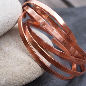 Copper Stacking Bangles, Thin Stacking Bracelets, Boho Bangles, Copper Anniversary Gift image 3