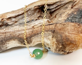 Aventurine on Gold Chain, Green stone Necklace, Aventurine on Silver Chain