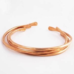 Hand Forged Bronze Bangle Bracelets: Personalized Initial Cuff Set