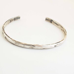 Unisex Silver Cuff, Thick Silver Cuff, Rustic Silver Bracelet, Silver Anniversary Gift, 25th Anniversary Gift image 4