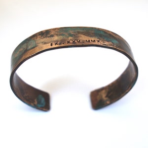 Ladies Bronze Roman Numeral Bracelet with Verdigris Patina, 8th or 19th Anniversary Gift image 9