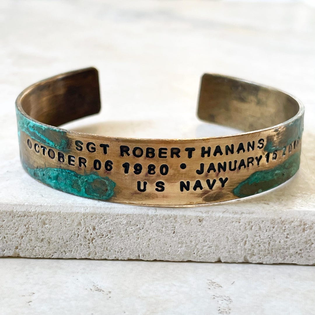 Bronze KIA Memorial Bracelet: Hand Stamped Military Tribute for