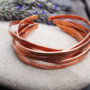 Copper Stacking Bangles, Thin Stacking Bracelets, Boho Bangles, Copper Anniversary Gift image 2