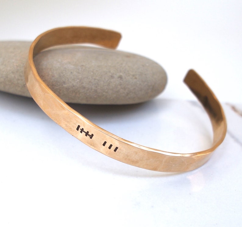 Bronze Tally Mark Bracelet, 8th or 19th Anniversary Gift for Her, Hatch Mark Cuff, 8 Years and Counting image 7