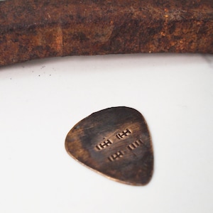 Bronze Guitar Pick, 8 Year Gift , Bronze Anniversary Gift, 8th or 19th Anniversary, Distressed Metal Pick image 4