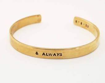 Pulsera de aniversario de bronce para hombre, regalo de aniversario personalizado, y siempre puño de bronce