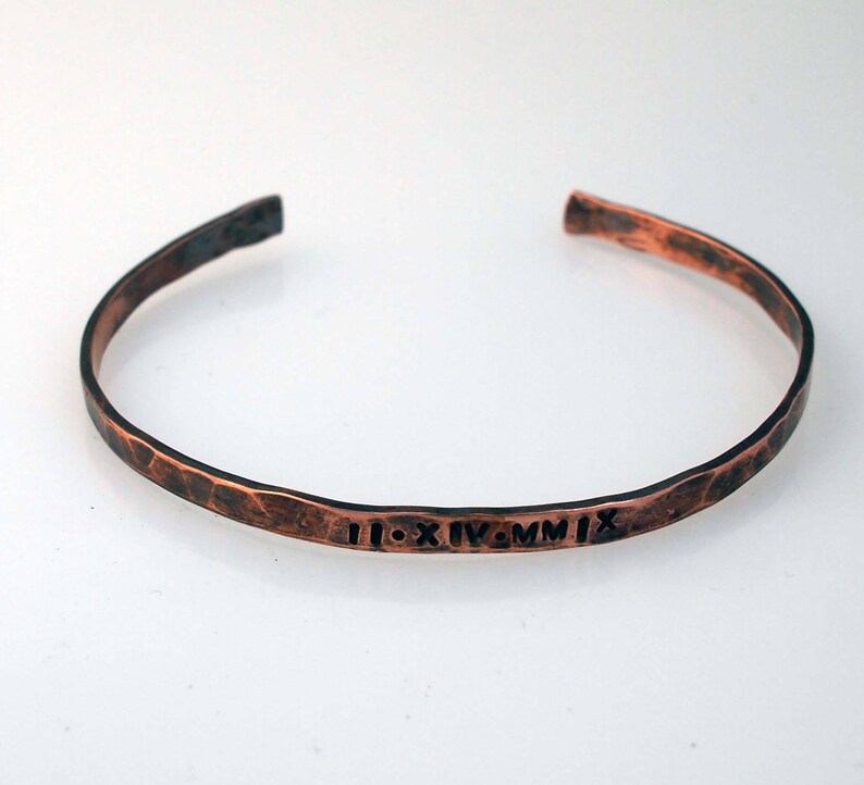 Oxidized Copper Roman Numeral Bracelet Copper Gift for 7th or Etsy