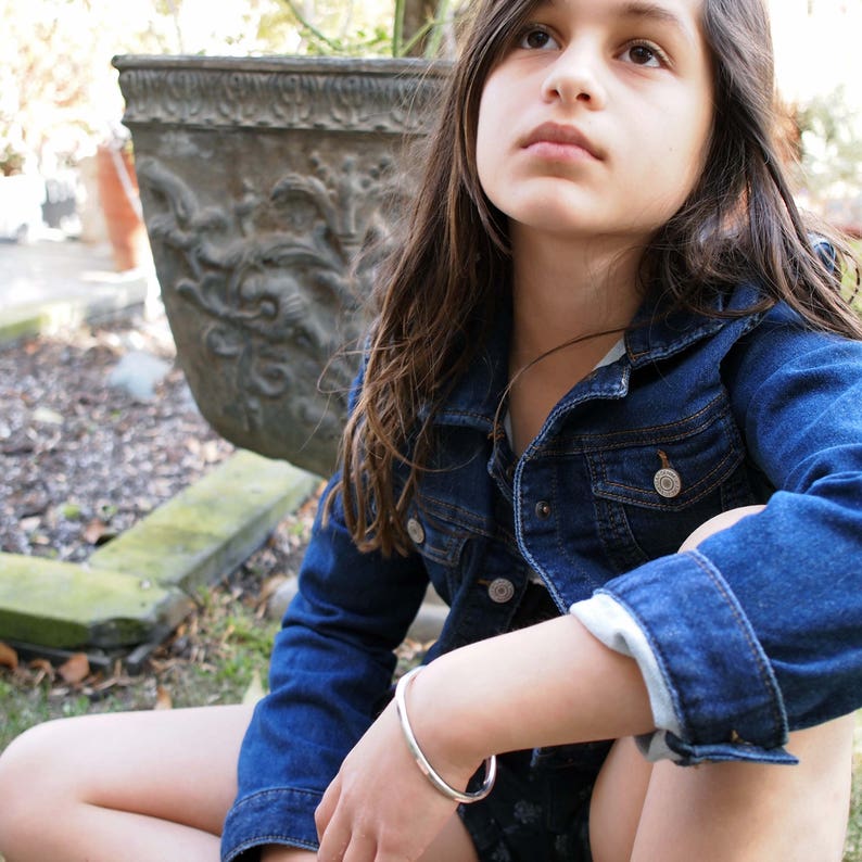 Kid/'s Silver Cuff Rustic Silver Bracelet Hammered Cuff Children/'s Jewelry