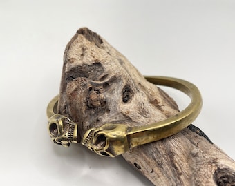 Solid Brass Skull Cuff, Skull Bracelet