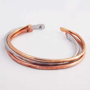 Mixed Metal Bracelets, Personalized Anniversary Jewelry