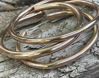 The Bronze Bangle Set, Organic Thick Solid Bronze Bracelets with Cuff and Bangles