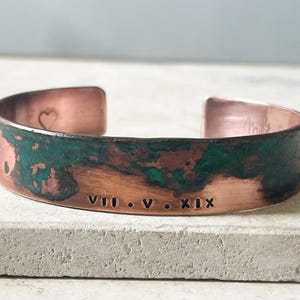 Koppararmband med romerska siffror för jubileum: Armband med anpassat datum för 7:e eller 22:a året