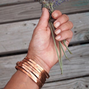 Copper Stacking Bangles, Thin Stacking Bracelets, Boho Bangles, Copper Anniversary Gift image 9
