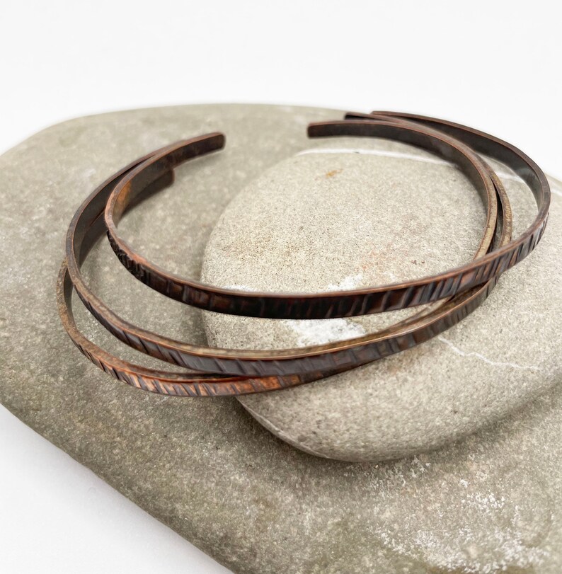 Copper Twig Bracelets, Thin Stacking Bracelets, Boho Bangles, Copper Anniversary Gift, 22nd Year, 7th Anniversary image 7