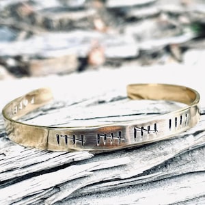 Bronze Anniversary Tally Mark Bracelet 8th or 19th Anniversary Gift, Hatch Mark Cuff, 8 Years and Counting, Unique Bronze Gift For Partner
