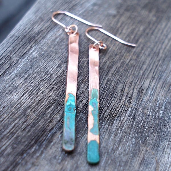 Copper Earrings with Verdigris Patina