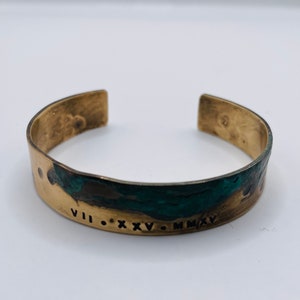 Ladies Bronze Roman Numeral Bracelet with Verdigris Patina, 8th or 19th Anniversary Gift image 3