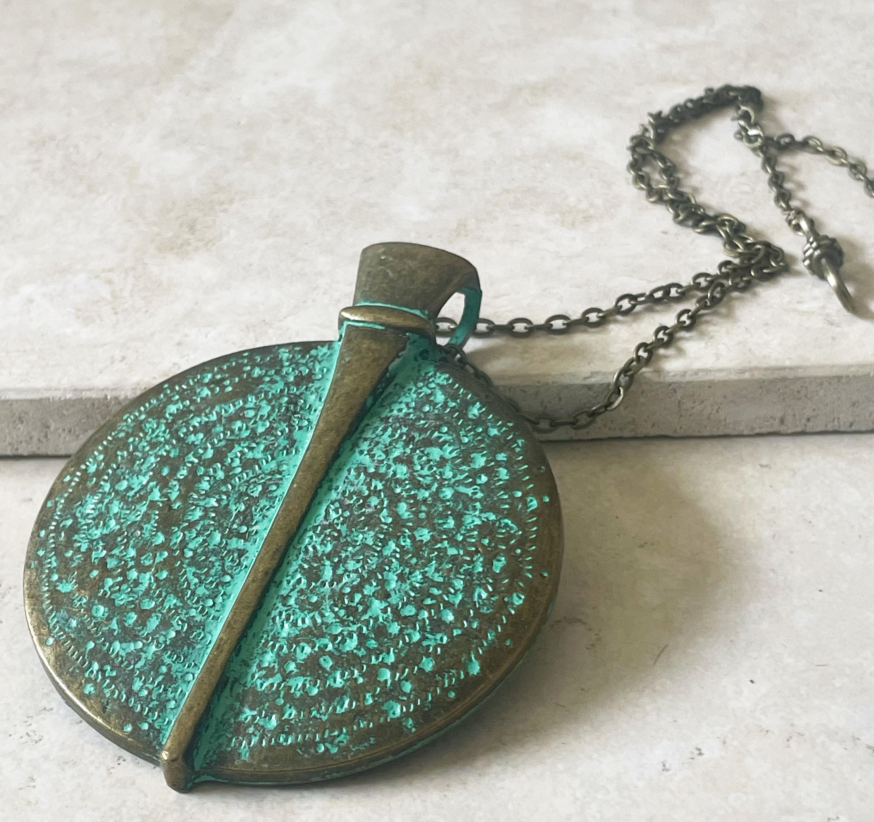 Bronze Disc Pendant Necklace: Unique 8th or 19th Anniversary Gift