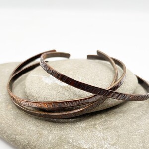 Copper Twig Bracelets, Thin Stacking Bracelets, Boho Bangles, Copper Anniversary Gift, 22nd Year, 7th Anniversary image 9