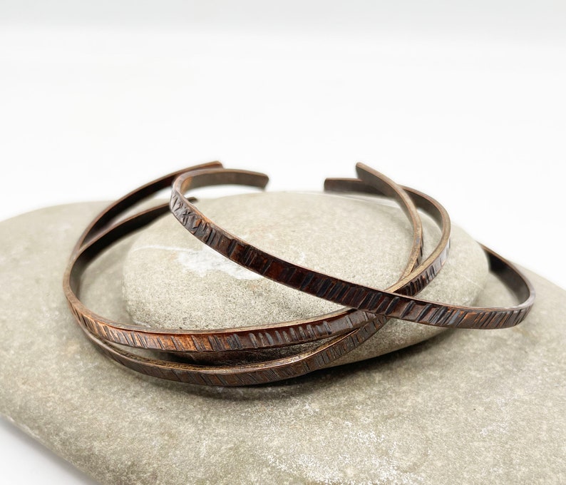 Copper Twig Bracelets, Thin Stacking Bracelets, Boho Bangles, Copper Anniversary Gift, 22nd Year, 7th Anniversary image 9
