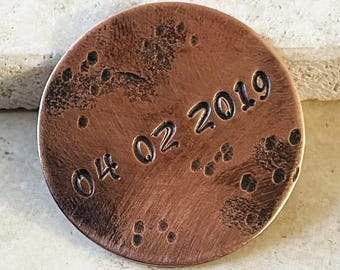 Custom Copper Sobriety Token: Hand Stamped Recovery Gift