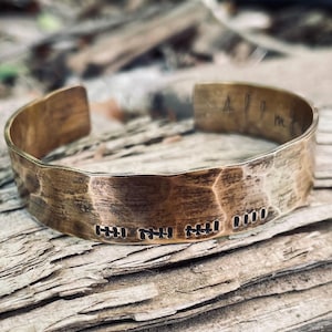 Bronze Anniversary Bronze Bracelet: 8th/19th Year Personalized Tally Mark Cuff