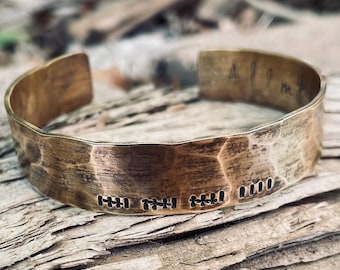Bronze Anniversary Bronze Bracelet: 8th/19th Year Personalized Tally Mark Cuff