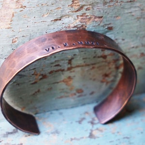 Men's Copper Bracelet, Oxidized Copper Cuff, Roman Numeral Bracelet, 7th Anniversary Gift image 4