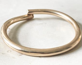 Thick Bronze Overlap Bangle: Rustic Bronze Bracelet