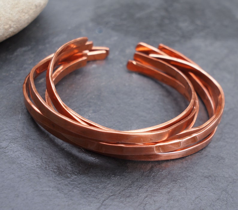 Copper Stacking Bangles, Thin Stacking Bracelets, Boho Bangles, Copper Anniversary Gift image 5