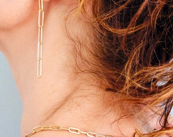 14 KT Gold Filled Cable Link Earrings, Paper Clip Earrings by Madre de Olivia