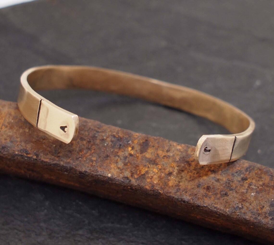 Men's Bronze Cuff Men's Initial Bracelet Etsy