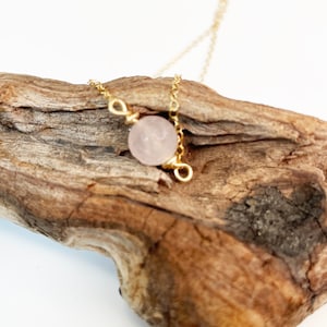 Rose Quartz on Gold Chain, Rose Quartz Necklace, Rose Quartz on Silver Chain