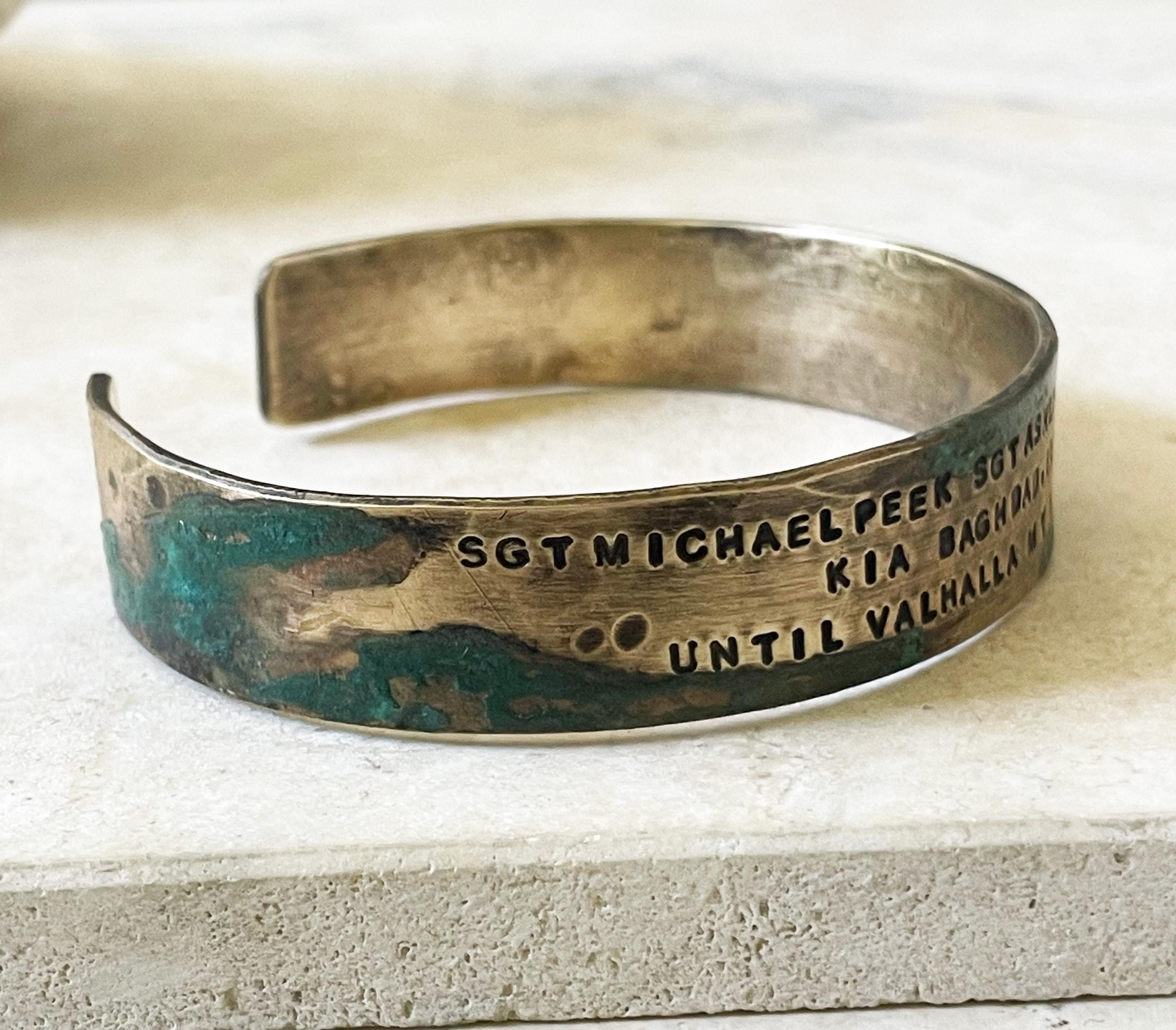 Bronze KIA Memorial Bracelet: Hand Stamped Military Tribute for