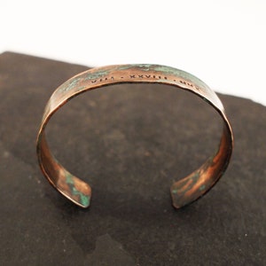 Ladies Copper Roman Numeral Bracelet with Verdigris Patina, 7th or 22nd Anniversary Gift image 8