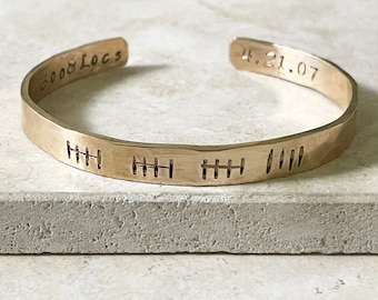 Handwerker Bronze Jahrestag Tally Mark Armband, Geschenk zum 8. oder 19. Jahrestag