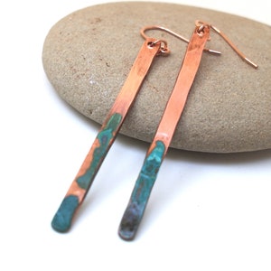 Copper Earrings with Verdigris Patina