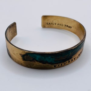 Ladies Bronze Roman Numeral Bracelet with Verdigris Patina, 8th or 19th Anniversary Gift image 7