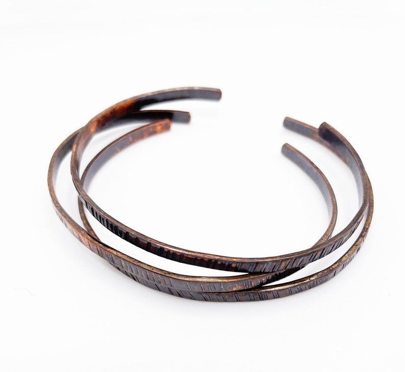 Copper Twig Bracelets, Thin Stacking Bracelets, Boho Bangles, Copper Anniversary Gift, 22nd Year, 7th Anniversary image 4