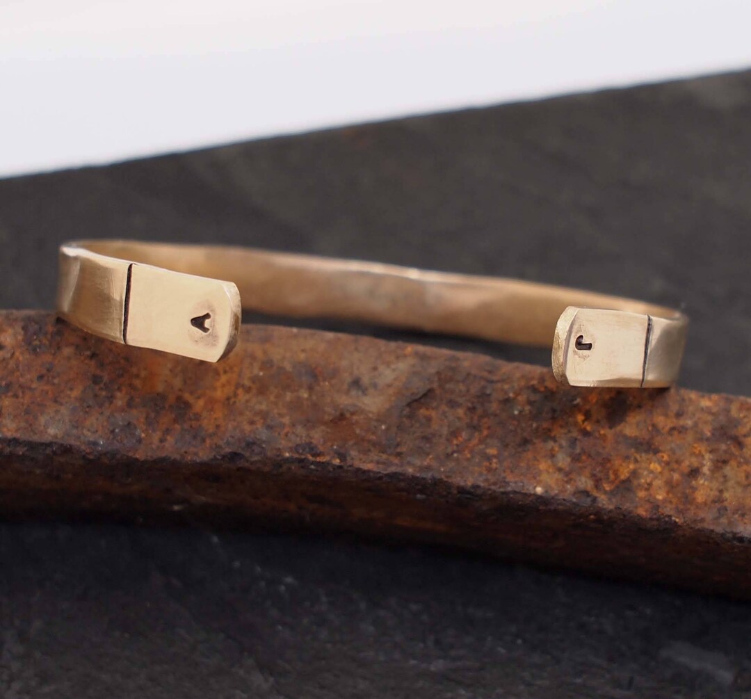 Men's Bronze Cuff, Men's Initial Bracelet, Father's Day Gift, 8th Anniversary Gift No Etsy