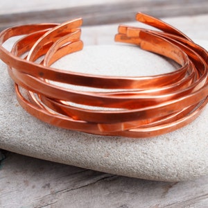 Copper Stacking Bangles, Thin Stacking Bracelets, Boho Bangles, Copper Anniversary Gift image 1