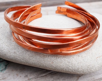Copper Stacking Bangles, Thin Stacking Bracelets, Boho Bangles, Copper Anniversary Gift