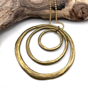 Bronze Circles Necklace, Unique Bronze Gift for Wife, Bronze 8th or 19th Anniversary Gift