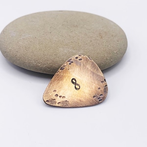 Bronze Guitar Pick with Infinity Sign, 8th or 19th Anniversary