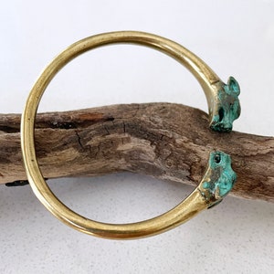 Panther Head Cuff, Solid Brass Cuff Panther Cuff with verdigris Patina, Unisex Bracelet, Brass Anniversary