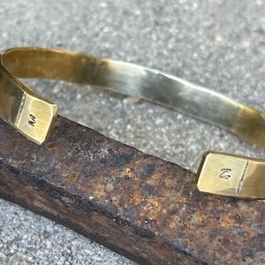 Men&#39;s Custom Bronze Initials Cuff, Personalized Initial Bracelet Father&#39;s Day Gift, 8th Anniversary Gift, 19th Year Gift